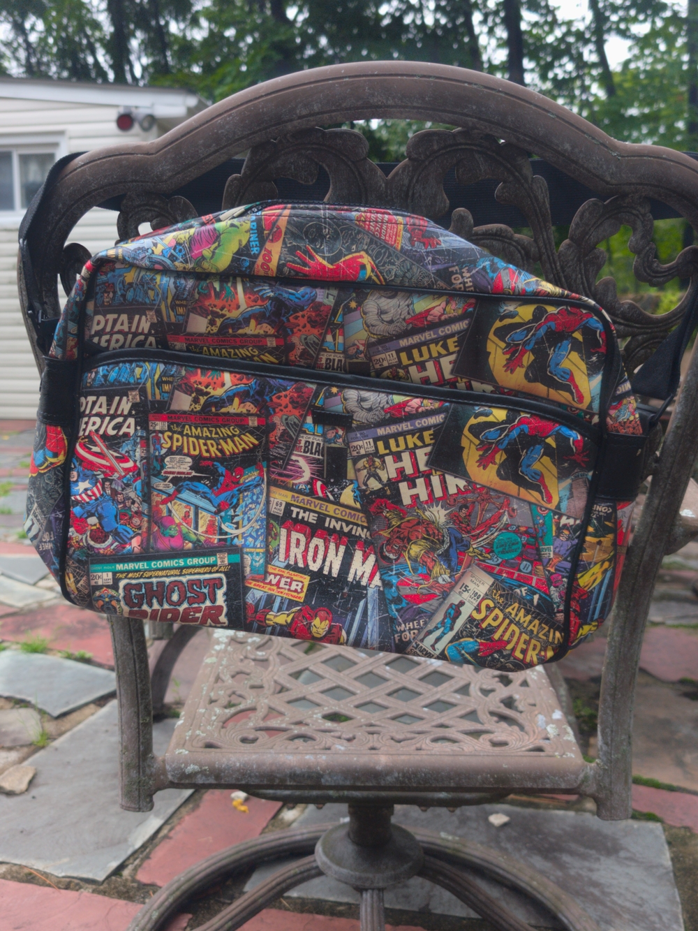 Marvel Comic-Print Messenger Bag - Multicolor